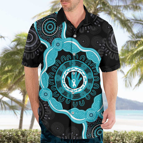 Australia Ovarian Cancer Awareness Hawaiian Shirt Brave Strong Teal Ribbon Aboriginal Art - Aussie Hoodie