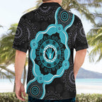 Australia Ovarian Cancer Awareness Hawaiian Shirt Brave Strong Teal Ribbon Aboriginal Art - Aussie Hoodie