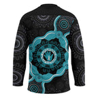 Australia Ovarian Cancer Awareness Hockey Jersey Brave Strong Teal Ribbon Aboriginal Art - Aussie Hoodie