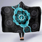 Australia Ovarian Cancer Awareness Hooded Blanket Brave Strong Teal Ribbon Aboriginal Art - Aussie Hoodie