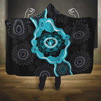 Australia Ovarian Cancer Awareness Hooded Blanket Brave Strong Teal Ribbon Aboriginal Art - Aussie Hoodie