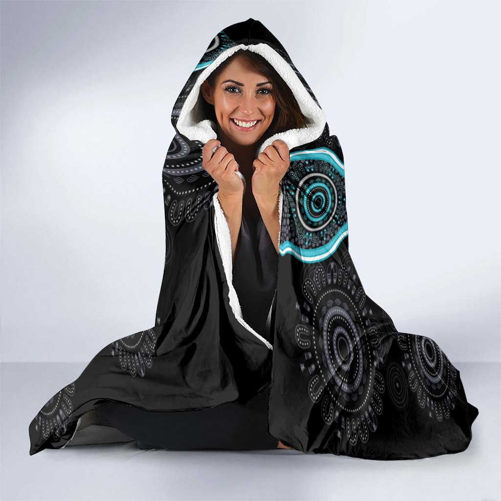 Australia Ovarian Cancer Awareness Hooded Blanket Brave Strong Teal Ribbon Aboriginal Art - Aussie Hoodie