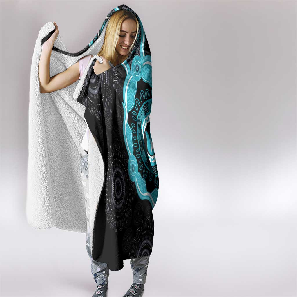Australia Ovarian Cancer Awareness Hooded Blanket Brave Strong Teal Ribbon Aboriginal Art - Aussie Hoodie