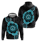 Australia Ovarian Cancer Awareness Hoodie Brave Strong Teal Ribbon Aboriginal Art - Aussie Hoodie