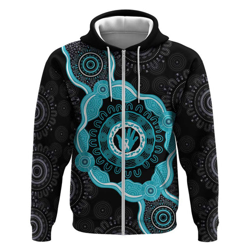 Australia Ovarian Cancer Awareness Hoodie Brave Strong Teal Ribbon Aboriginal Art - Aussie Hoodie