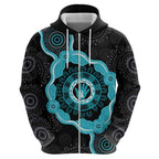 Australia Ovarian Cancer Awareness Hoodie Brave Strong Teal Ribbon Aboriginal Art - Aussie Hoodie