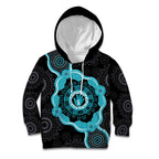 Australia Ovarian Cancer Awareness Kid Hoodie Brave Strong Teal Ribbon Aboriginal Art - Aussie Hoodie