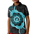 Australia Ovarian Cancer Awareness Kid Polo Shirt Brave Strong Teal Ribbon Aboriginal Art - Aussie Hoodie
