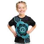 Australia Ovarian Cancer Awareness Kid T Shirt Brave Strong Teal Ribbon Aboriginal Art - Aussie Hoodie
