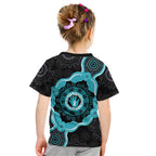 Australia Ovarian Cancer Awareness Kid T Shirt Brave Strong Teal Ribbon Aboriginal Art - Aussie Hoodie