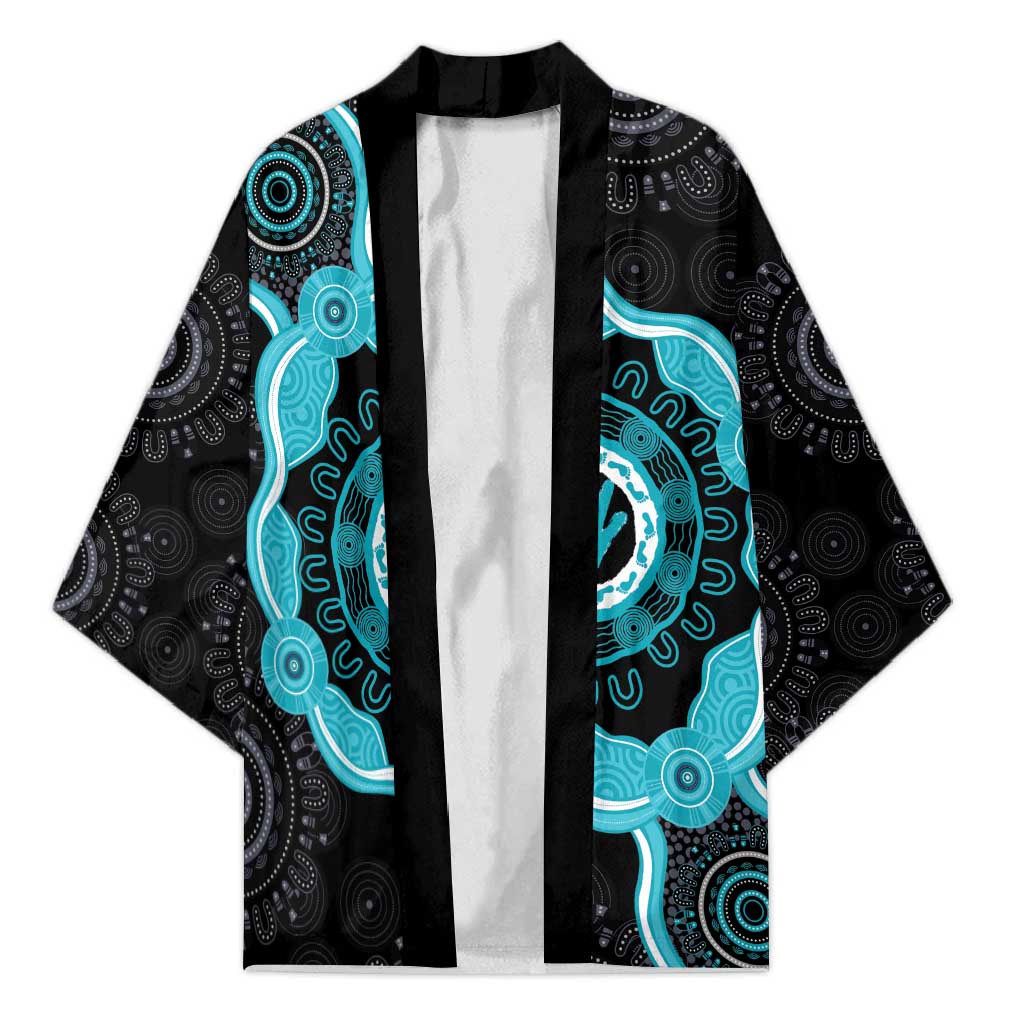 Australia Ovarian Cancer Awareness Kimono Brave Strong Teal Ribbon Aboriginal Art - Aussie Hoodie