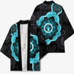 Australia Ovarian Cancer Awareness Kimono Brave Strong Teal Ribbon Aboriginal Art - Aussie Hoodie