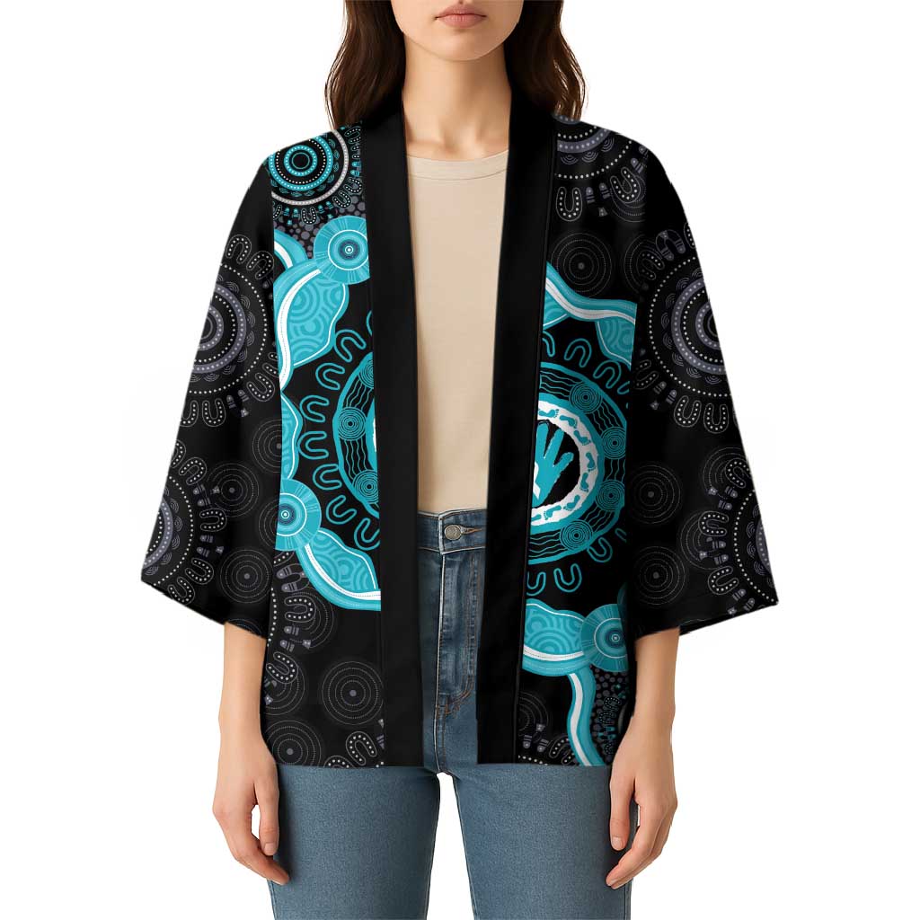 Australia Ovarian Cancer Awareness Kimono Brave Strong Teal Ribbon Aboriginal Art - Aussie Hoodie