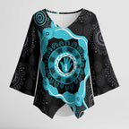 Australia Ovarian Cancer Awareness Kimono Sleeve Blouse Brave Strong Teal Ribbon Aboriginal Art - Aussie Hoodie