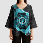 Australia Ovarian Cancer Awareness Kimono Sleeve Blouse Brave Strong Teal Ribbon Aboriginal Art - Aussie Hoodie