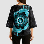 Australia Ovarian Cancer Awareness Kimono Sleeve Blouse Brave Strong Teal Ribbon Aboriginal Art - Aussie Hoodie