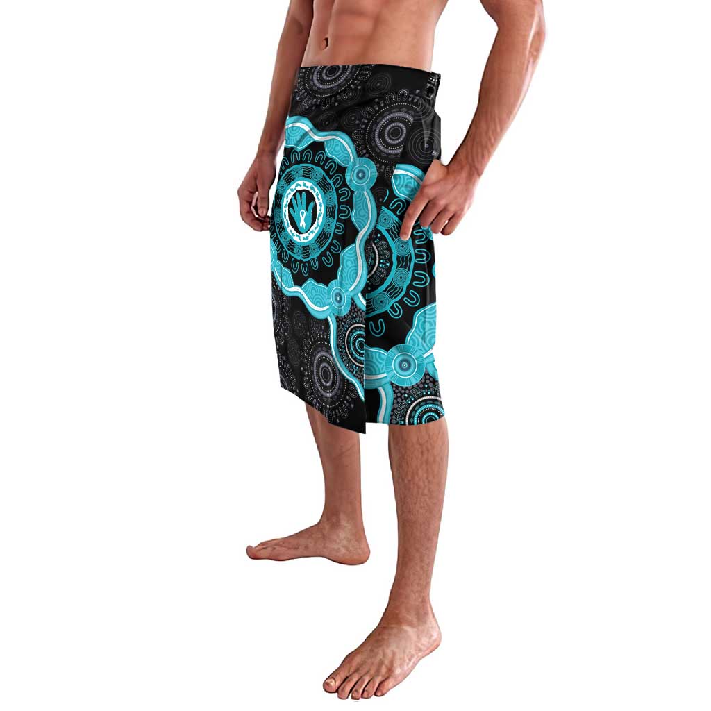 Australia Ovarian Cancer Awareness Lavalava Brave Strong Teal Ribbon Aboriginal Art - Aussie Hoodie