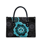 Australia Ovarian Cancer Awareness Leather Bag Brave Strong Teal Ribbon Aboriginal Art - Aussie Hoodie