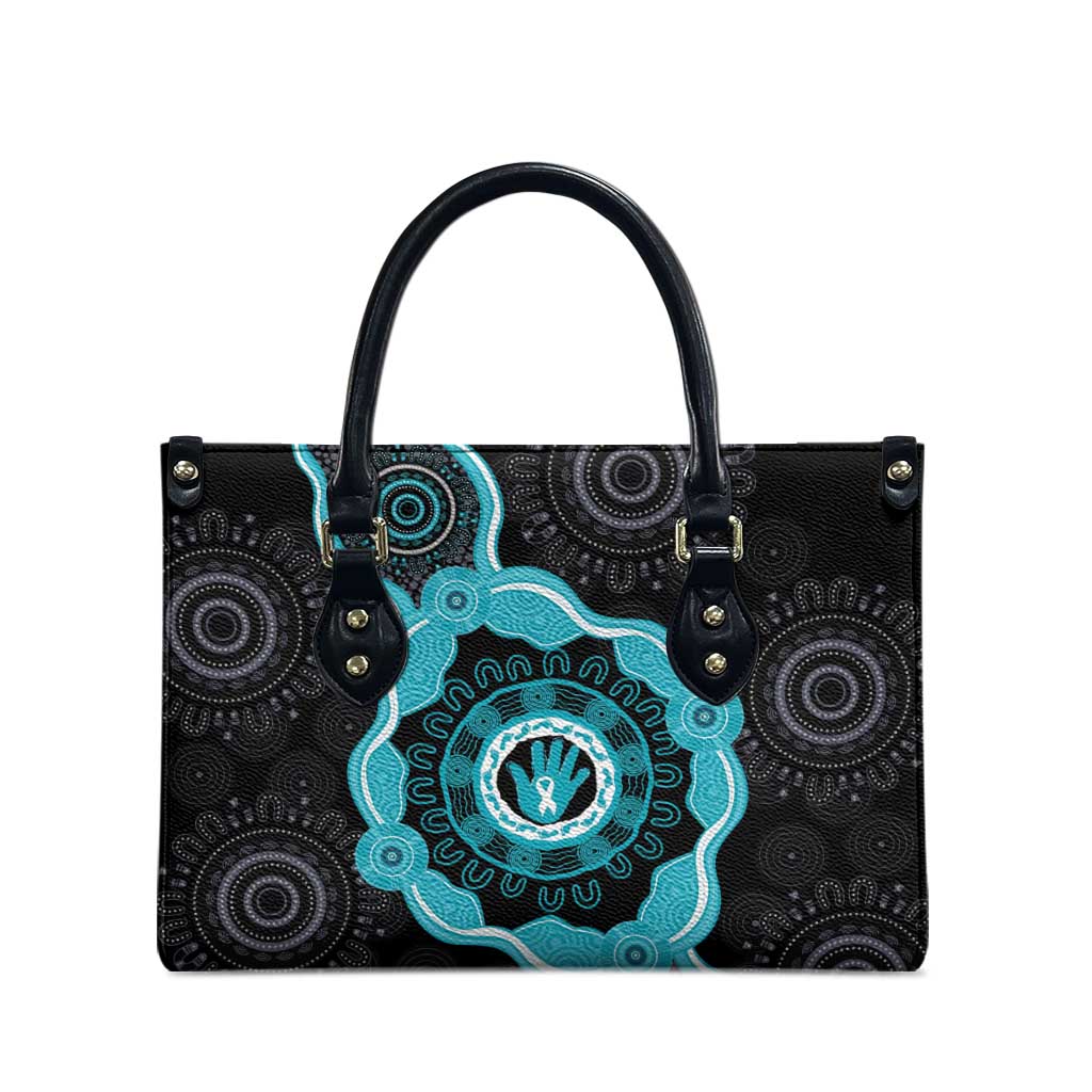 Australia Ovarian Cancer Awareness Leather Bag Brave Strong Teal Ribbon Aboriginal Art - Aussie Hoodie