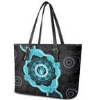 Australia Ovarian Cancer Awareness Leather Tote Bag Brave Strong Teal Ribbon Aboriginal Art - Aussie Hoodie