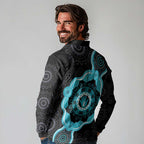 Australia Ovarian Cancer Awareness Long Sleeve Polo Shirt Brave Strong Teal Ribbon Aboriginal Art - Aussie Hoodie
