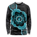 Australia Ovarian Cancer Awareness Long Sleeve Shirt Brave Strong Teal Ribbon Aboriginal Art - Aussie Hoodie
