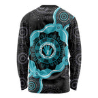 Australia Ovarian Cancer Awareness Long Sleeve Shirt Brave Strong Teal Ribbon Aboriginal Art - Aussie Hoodie