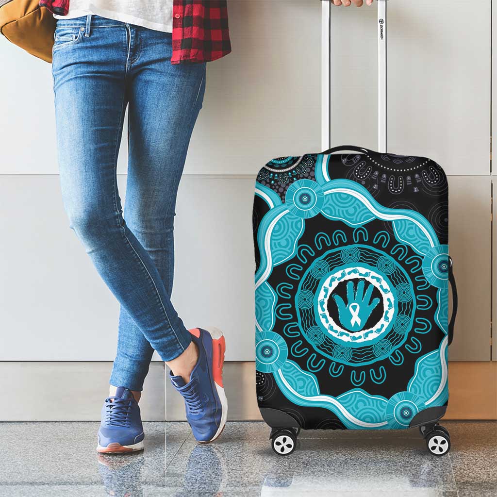 Australia Ovarian Cancer Awareness Luggage Cover Brave Strong Teal Ribbon Aboriginal Art - Aussie Hoodie