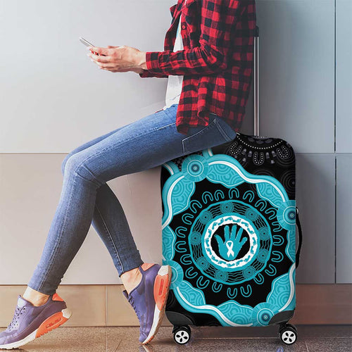 Australia Ovarian Cancer Awareness Luggage Cover Brave Strong Teal Ribbon Aboriginal Art - Aussie Hoodie