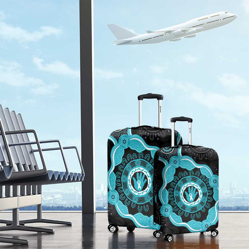 Australia Ovarian Cancer Awareness Luggage Cover Brave Strong Teal Ribbon Aboriginal Art - Aussie Hoodie