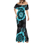 Australia Ovarian Cancer Awareness Mermaid Dress Brave Strong Teal Ribbon Aboriginal Art - Aussie Hoodie
