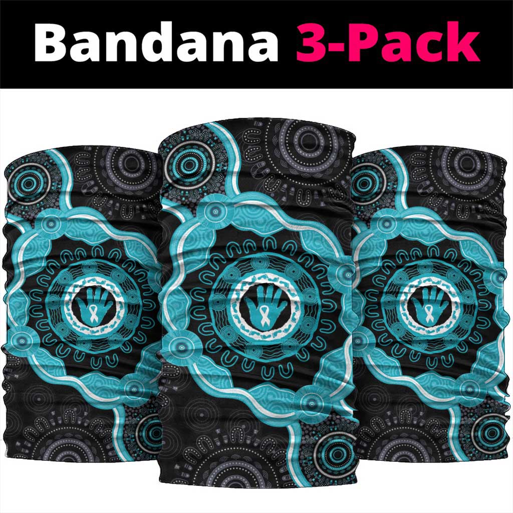 Australia Ovarian Cancer Awareness Neck Gaiter Brave Strong Teal Ribbon Aboriginal Art - Aussie Hoodie