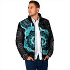 Australia Ovarian Cancer Awareness Padded Jacket Brave Strong Teal Ribbon Aboriginal Art - Aussie Hoodie