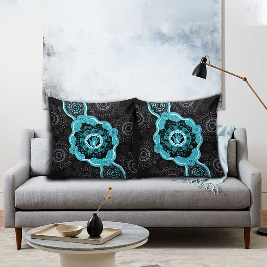 Australia Ovarian Cancer Awareness Pillow Cover Brave Strong Teal Ribbon Aboriginal Art - Aussie Hoodie