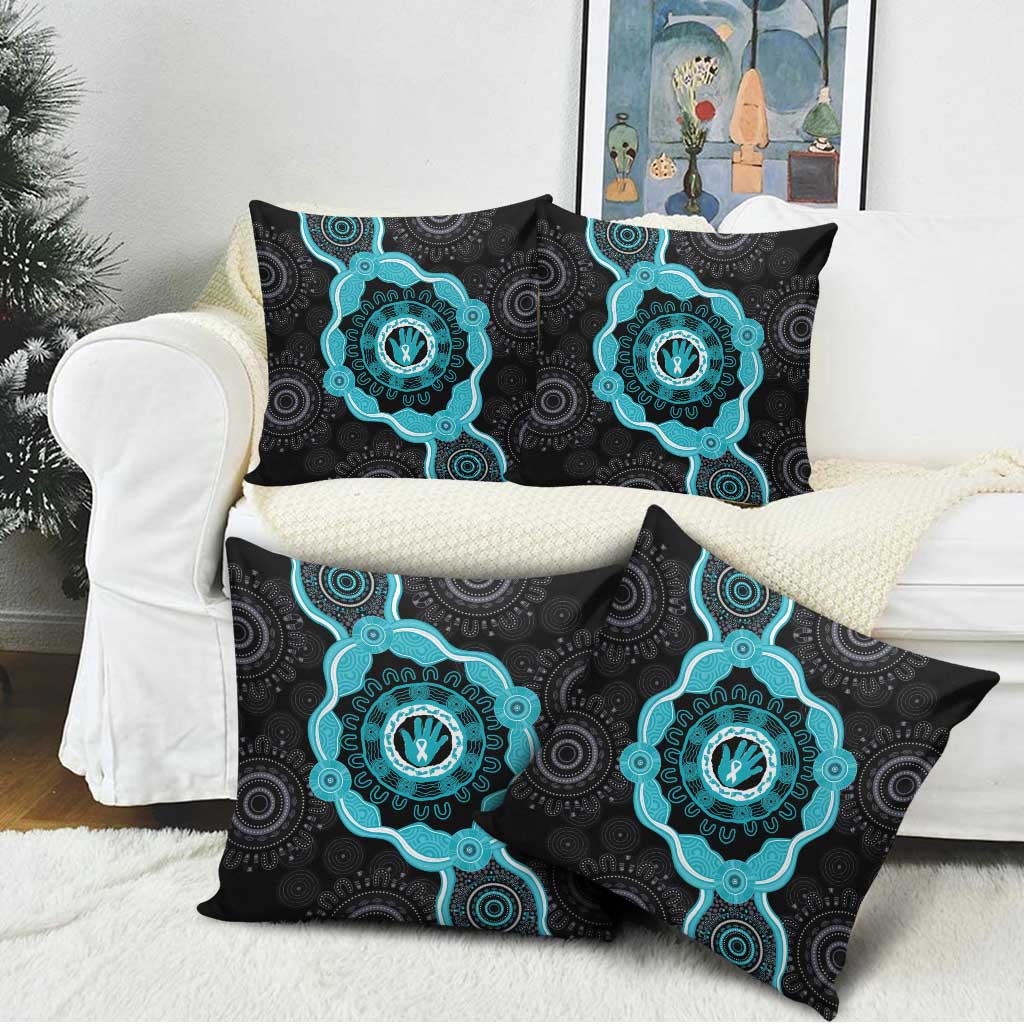 Australia Ovarian Cancer Awareness Pillow Cover Brave Strong Teal Ribbon Aboriginal Art - Aussie Hoodie