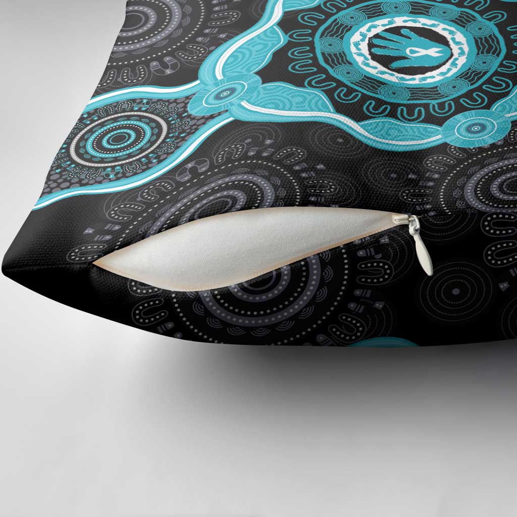 Australia Ovarian Cancer Awareness Pillow Cover Brave Strong Teal Ribbon Aboriginal Art - Aussie Hoodie