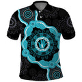 Australia Ovarian Cancer Awareness Polo Shirt Brave Strong Teal Ribbon Aboriginal Art - Aussie Hoodie