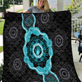 Australia Ovarian Cancer Awareness Quilt Brave Strong Teal Ribbon Aboriginal Art - Aussie Hoodie