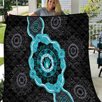Australia Ovarian Cancer Awareness Quilt Brave Strong Teal Ribbon Aboriginal Art - Aussie Hoodie