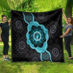 Australia Ovarian Cancer Awareness Quilt Brave Strong Teal Ribbon Aboriginal Art - Aussie Hoodie