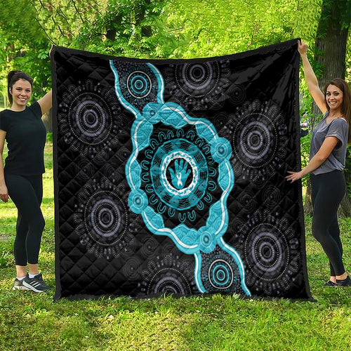 Australia Ovarian Cancer Awareness Quilt Brave Strong Teal Ribbon Aboriginal Art - Aussie Hoodie