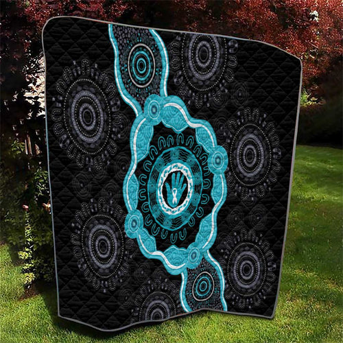 Australia Ovarian Cancer Awareness Quilt Brave Strong Teal Ribbon Aboriginal Art - Aussie Hoodie