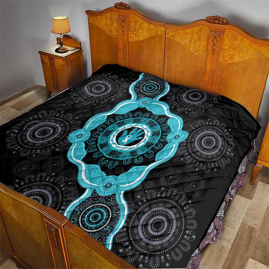 Australia Ovarian Cancer Awareness Quilt Brave Strong Teal Ribbon Aboriginal Art - Aussie Hoodie