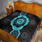 Australia Ovarian Cancer Awareness Quilt Brave Strong Teal Ribbon Aboriginal Art - Aussie Hoodie
