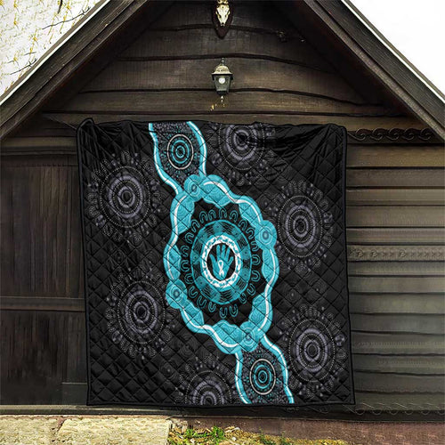 Australia Ovarian Cancer Awareness Quilt Brave Strong Teal Ribbon Aboriginal Art - Aussie Hoodie