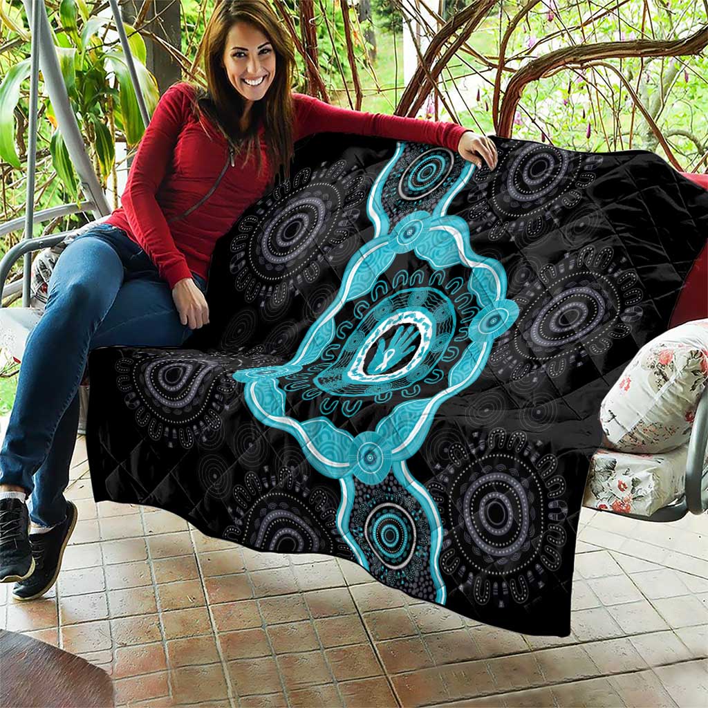 Australia Ovarian Cancer Awareness Quilt Brave Strong Teal Ribbon Aboriginal Art - Aussie Hoodie