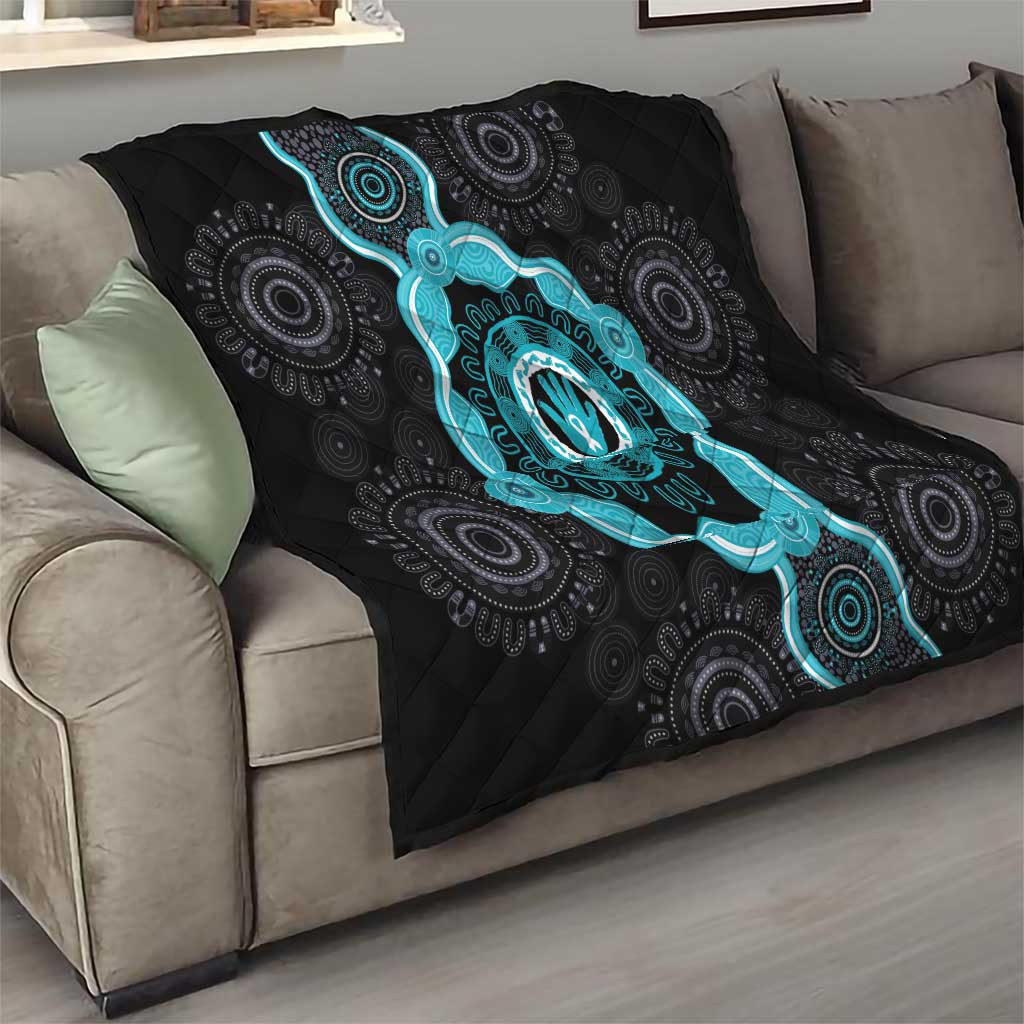 Australia Ovarian Cancer Awareness Quilt Brave Strong Teal Ribbon Aboriginal Art - Aussie Hoodie
