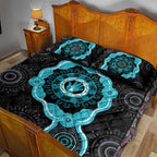 Australia Ovarian Cancer Awareness Quilt Bed Set Brave Strong Teal Ribbon Aboriginal Art - Aussie Hoodie