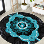 Australia Ovarian Cancer Awareness Round Carpet Brave Strong Teal Ribbon Aboriginal Art - Aussie Hoodie