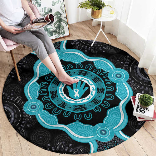 Australia Ovarian Cancer Awareness Round Carpet Brave Strong Teal Ribbon Aboriginal Art - Aussie Hoodie